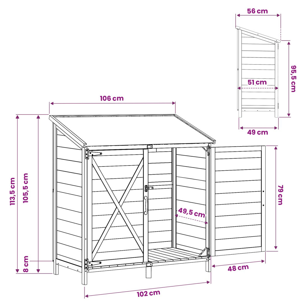 Produktbild för Trädgårdshus med tak Vit 106 x 56 x 113,5 cm Massivt Furu