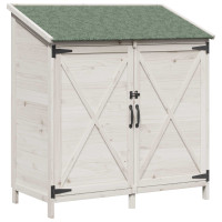 Produktbild för Trädgårdshus med tak Vit 106 x 56 x 113,5 cm Massivt Furu