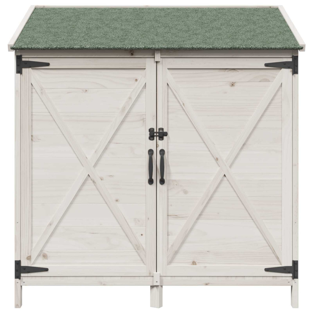 Produktbild för Trädgårdshus med tak Vit 106 x 56 x 113,5 cm Massivt Furu