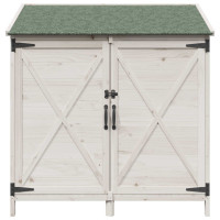 Produktbild för Trädgårdshus med tak Vit 106 x 56 x 113,5 cm Massivt Furu