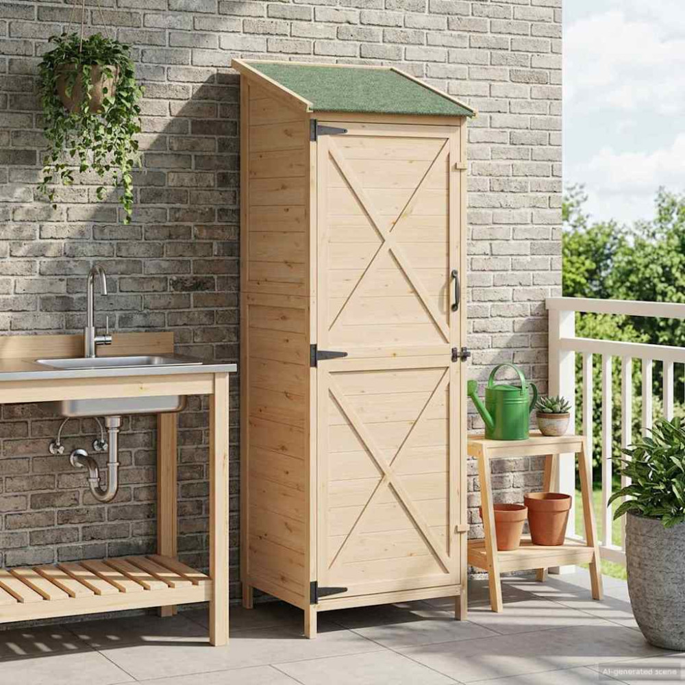 Produktbild för Trädgårdshus med tak Naturlig 59,5 x 56 x 176,5 cm Massivt Furu