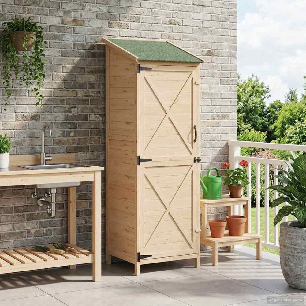 Produktbild för Trädgårdshus med tak Naturlig 59,5 x 56 x 176,5 cm Massivt Furu
