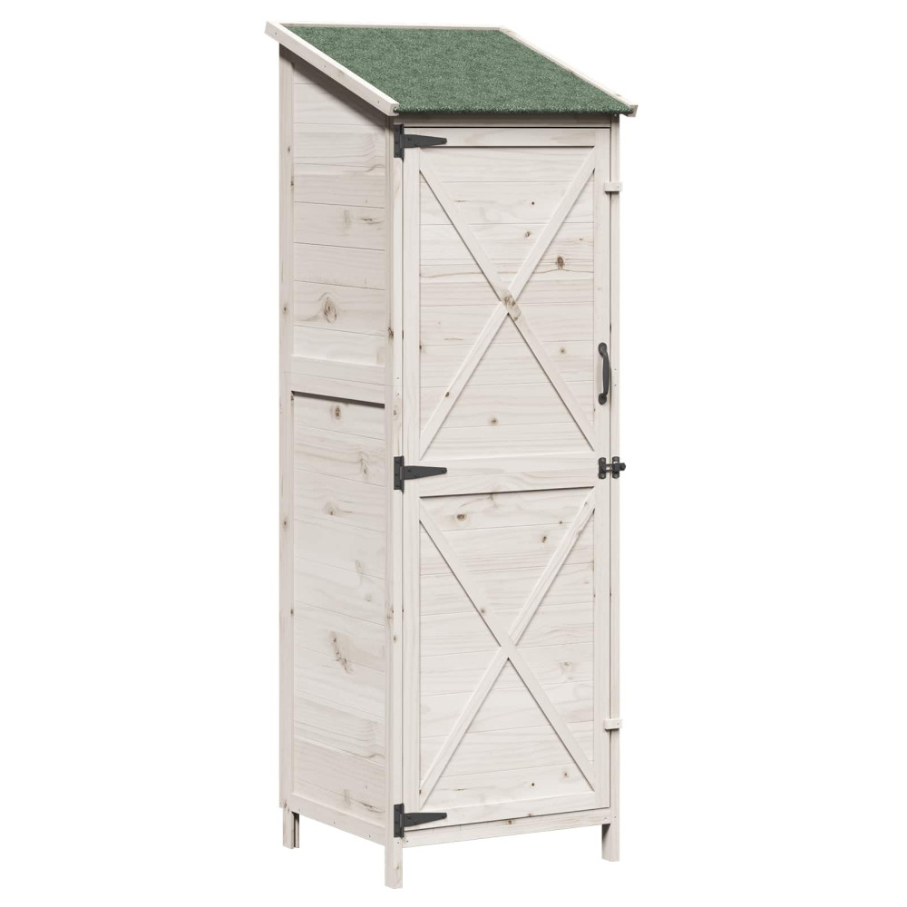 Produktbild för Trädgårdshus med tak Vit 59,5 x 56 x 176,5 cm Massivt Furu
