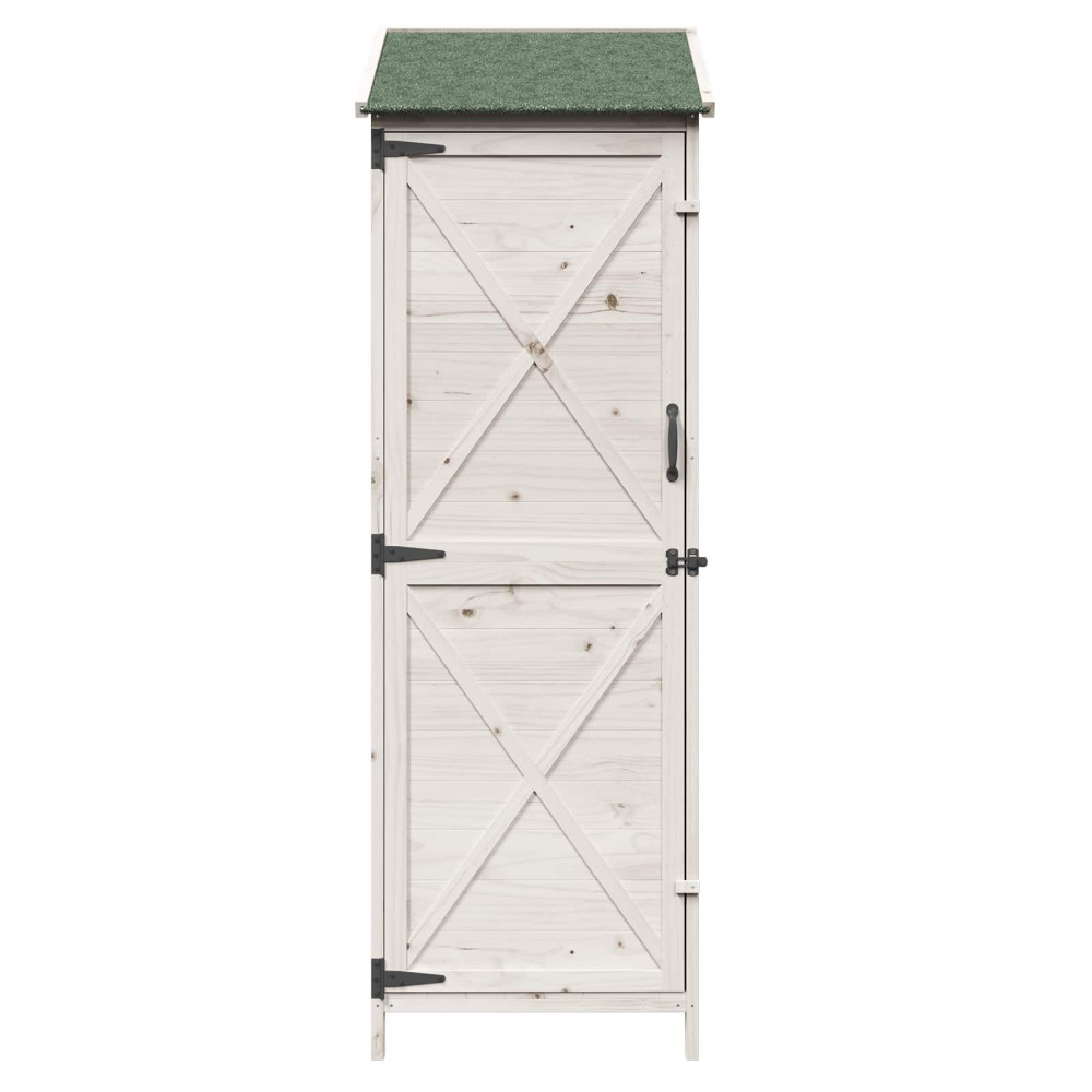 Produktbild för Trädgårdshus med tak Vit 59,5 x 56 x 176,5 cm Massivt Furu