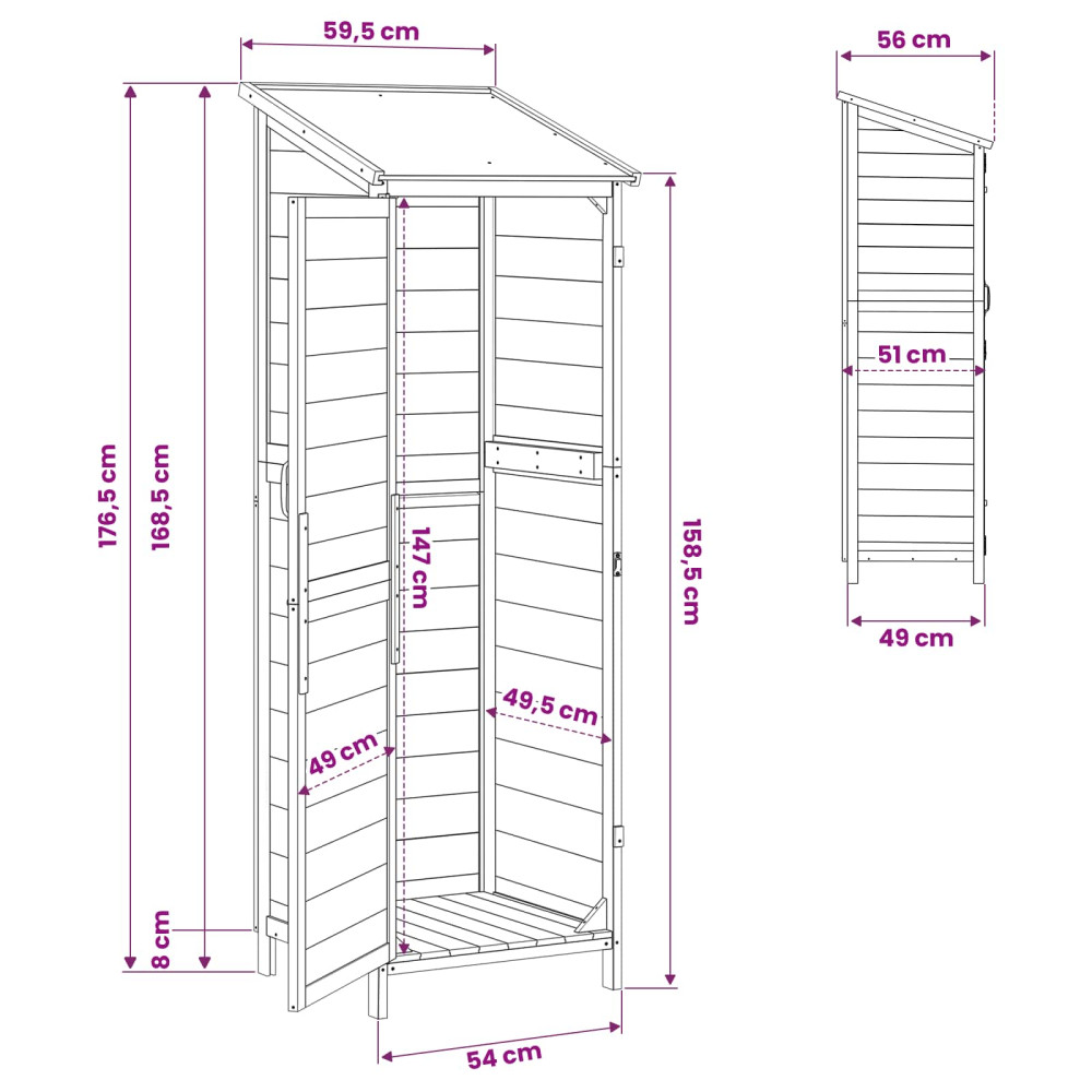 Produktbild för Trädgårdshus Grå 59,5 x 56 x 176,5 cm Konstruerat trä