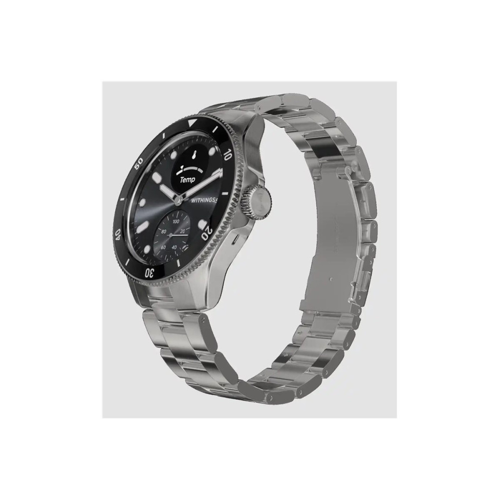 Produktbild för Withings ScanWatch Nova - rostfritt stål - smart klocka med hybridfunktion med Oyster Metal-armband - svart
