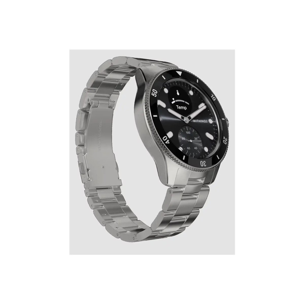 Produktbild för Withings ScanWatch Nova - rostfritt stål - smart klocka med hybridfunktion med Oyster Metal-armband - svart