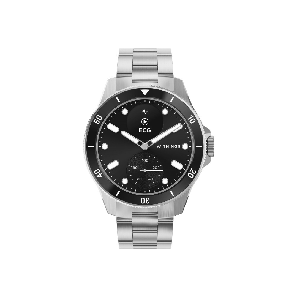 Produktbild för Withings ScanWatch Nova - rostfritt stål - smart klocka med hybridfunktion med Oyster Metal-armband - svart