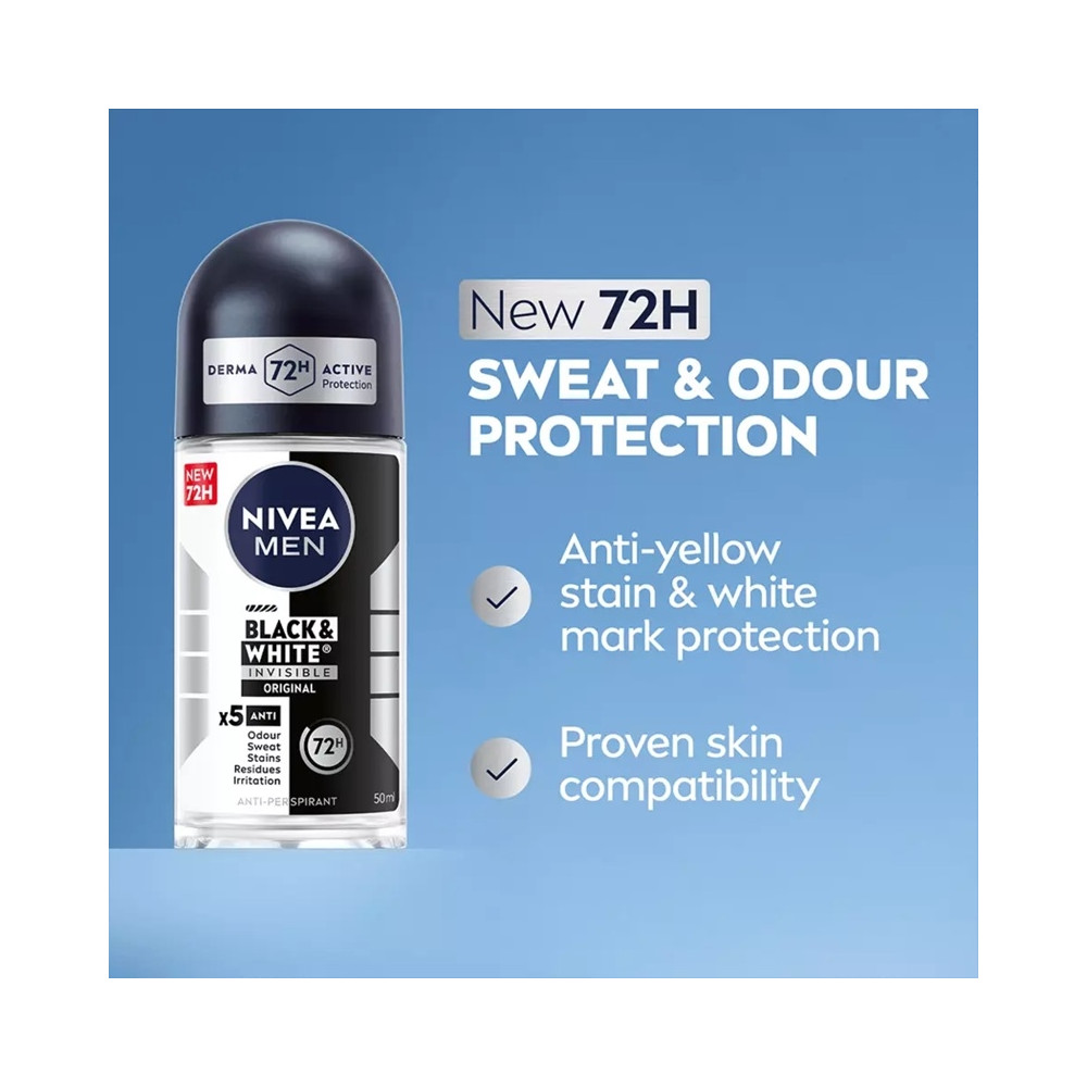 Produktbild för Men Invisible Black & White Power Roll On 50ml