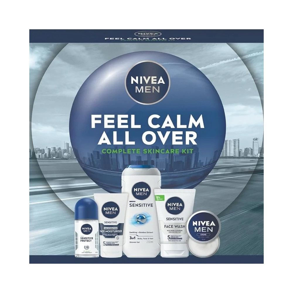 Produktbild för Giftset Nivea Men Feel Calm All Over 5pcs