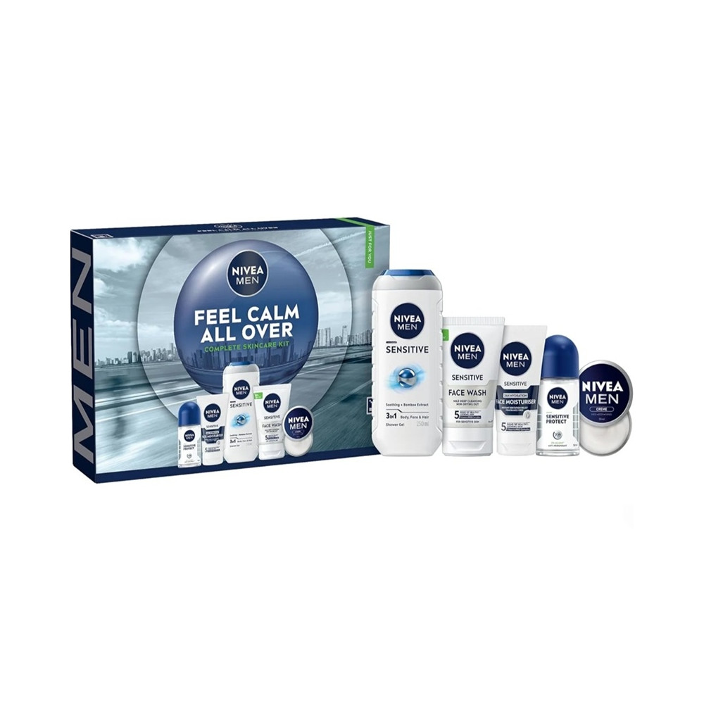 Produktbild för Giftset Nivea Men Feel Calm All Over 5pcs