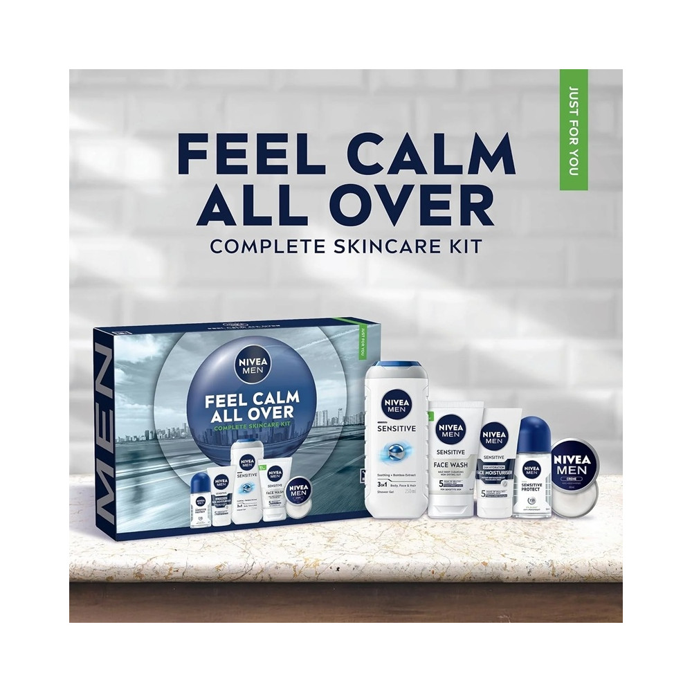Produktbild för Giftset Nivea Men Feel Calm All Over 5pcs