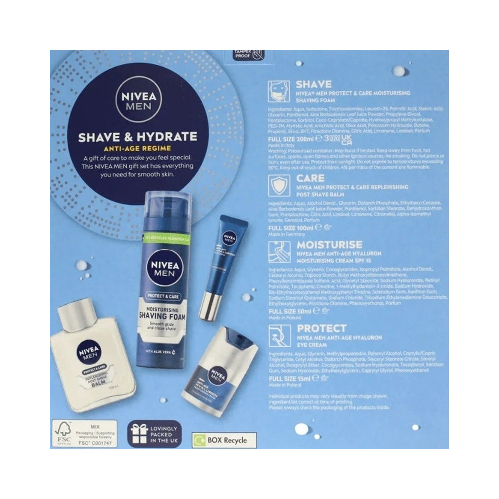Produktbild för Giftset Nivea Men Shave & Hydrate 4pcs