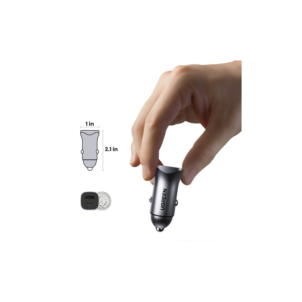 Produktbild för Ugreen billaddare UGREEN CD130, USB-A+PD 3.0, USB-C, QC3.0 3...