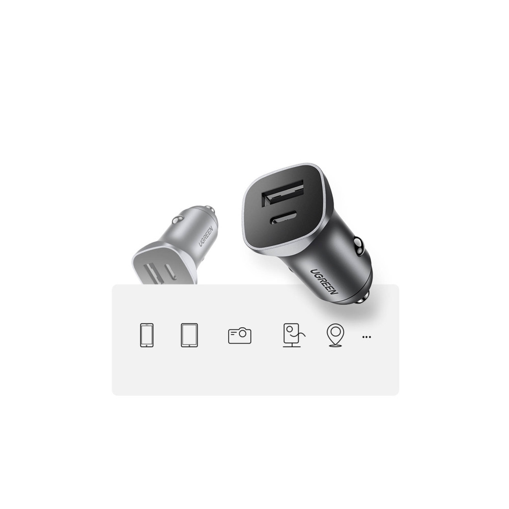 Produktbild för Ugreen billaddare UGREEN CD130, USB-A+PD 3.0, USB-C, QC3.0 3...
