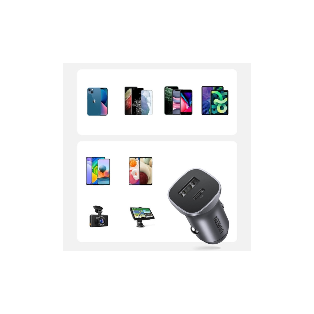 Produktbild för Ugreen billaddare UGREEN CD130, USB-A+PD 3.0, USB-C, QC3.0 3...