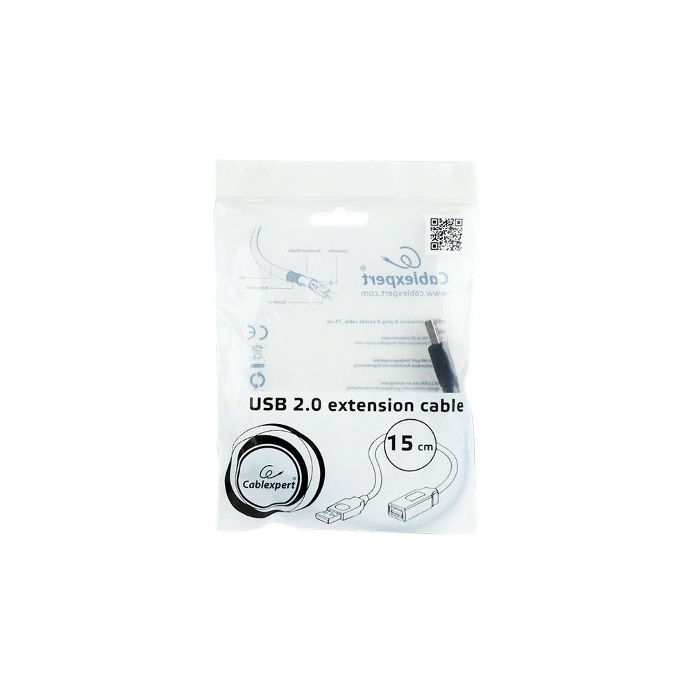 Produktbild för Cablexpert - USB-förlängningskabel - USB till USB - 15 cm