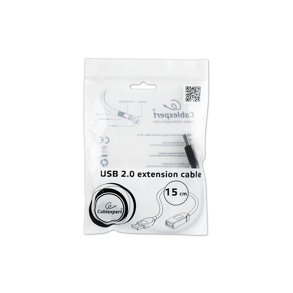 Produktbild för Cablexpert - USB-förlängningskabel - USB till USB - 15 cm