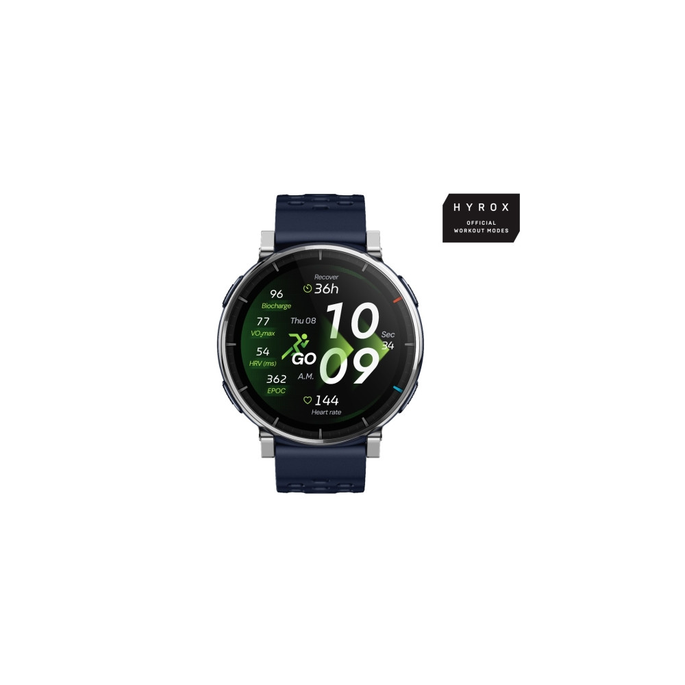 Produktbild för Amazfit Active 3 Premium - rostfritt stål - smart klocka med rem - 4 GB - atlas blå
