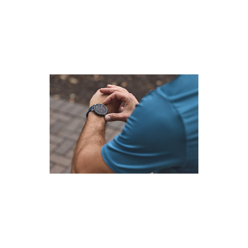 Produktbild för Amazfit Active 3 Premium - rostfritt stål - smart klocka med rem - 4 GB - atlas blå