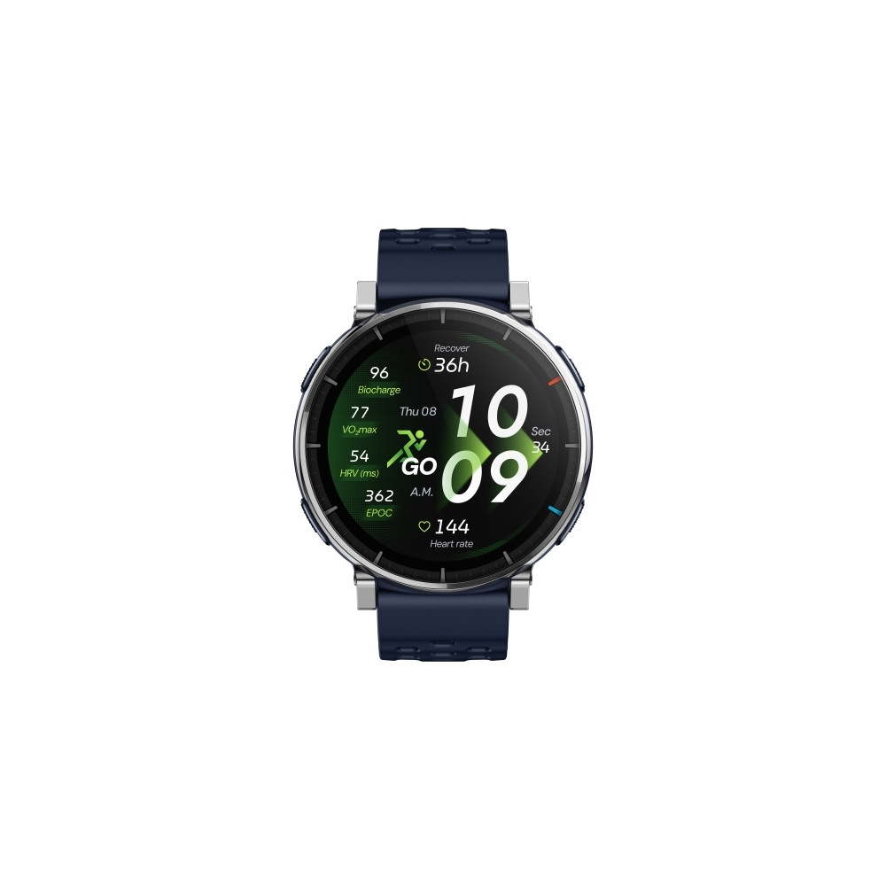 Produktbild för Amazfit Active 3 Premium - rostfritt stål - smart klocka med rem - 4 GB - atlas blå