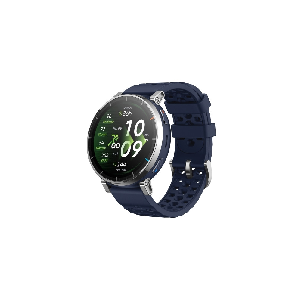 Produktbild för Amazfit Active 3 Premium - rostfritt stål - smart klocka med rem - 4 GB - atlas blå