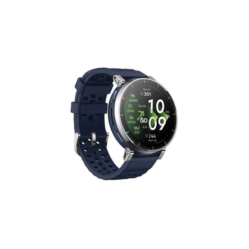 Produktbild för Amazfit Active 3 Premium - rostfritt stål - smart klocka med rem - 4 GB - atlas blå