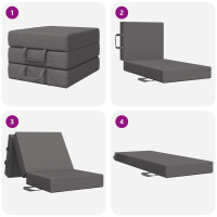 Produktbild för Fällbar Soffbed 75 x 63 x 45 cm Ljusgrå