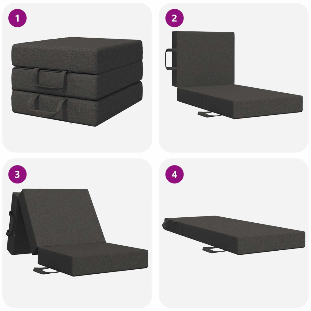 Produktbild för Fällbar Soffbed 75 x 63 x 45 cm Mörkgrå