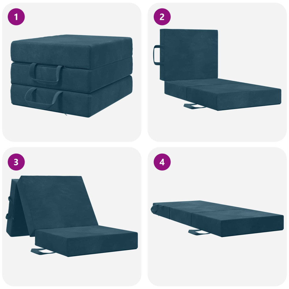Produktbild för Fällbar Soffbed 75 x 63 x 45 cm Blå