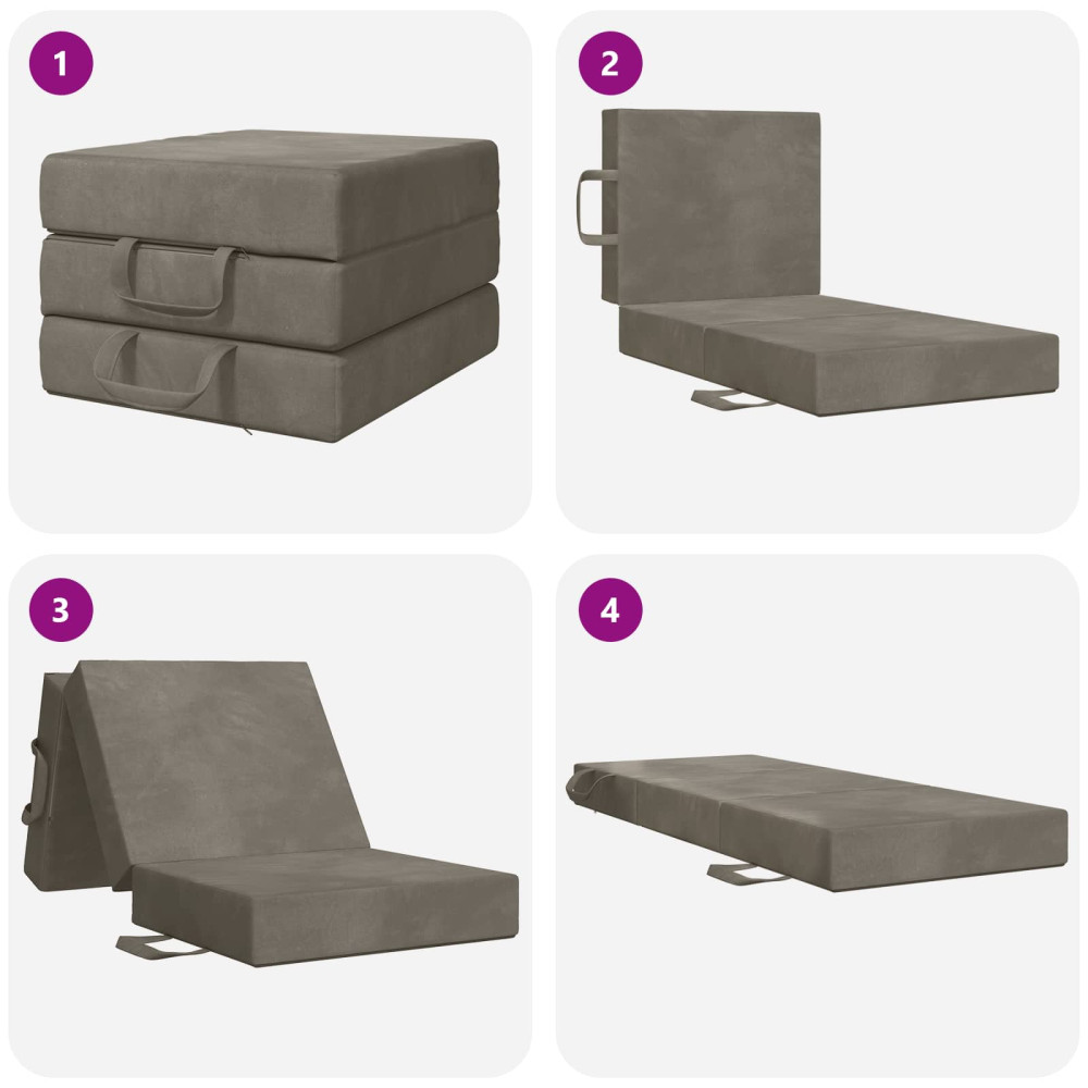 Produktbild för Fällbar Soffbed 75 x 63 x 45 cm Ljusgrå