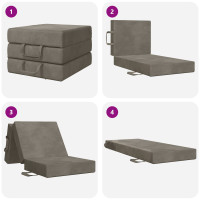 Produktbild för Fällbar Soffbed 75 x 63 x 45 cm Ljusgrå