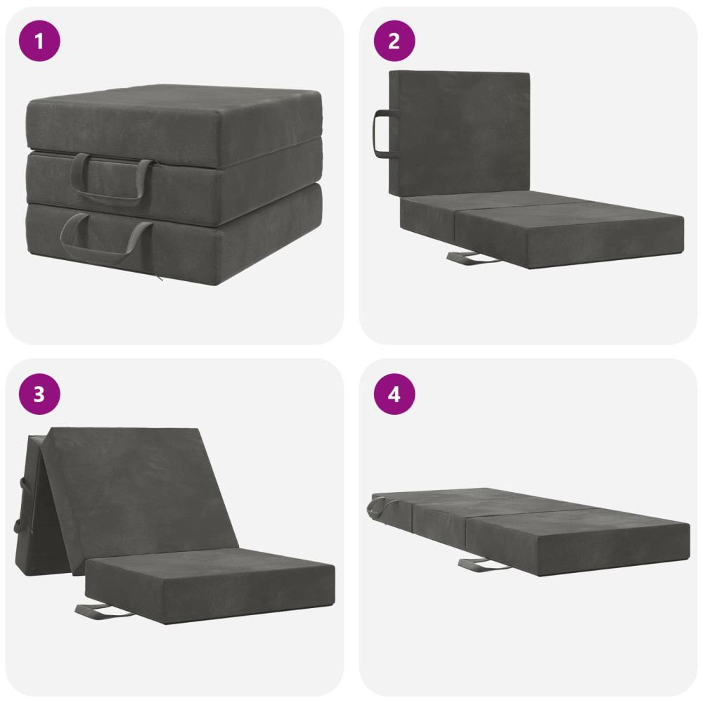 Produktbild för Fällbar Soffbed 75 x 63 x 45 cm Mörkgrå