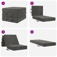 Produktbild för Fällbar Soffbed 75 x 63 x 45 cm Mörkgrå