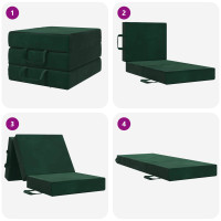Produktbild för Fällbar Soffbed 75 x 63 x 45 cm Mörkgrön