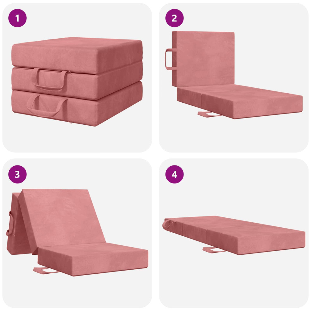 Produktbild för Fällbar Soffbed 75 x 63 x 45 cm Rosa