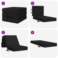 Produktbild för Fällbar Soffbed 90 x 63 x 45 cm Svart