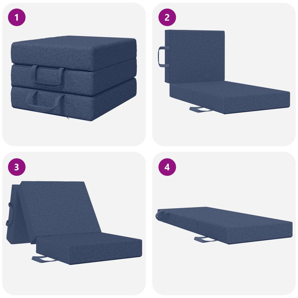 Produktbild för Fällbar Soffbed 90 x 63 x 45 cm Blå