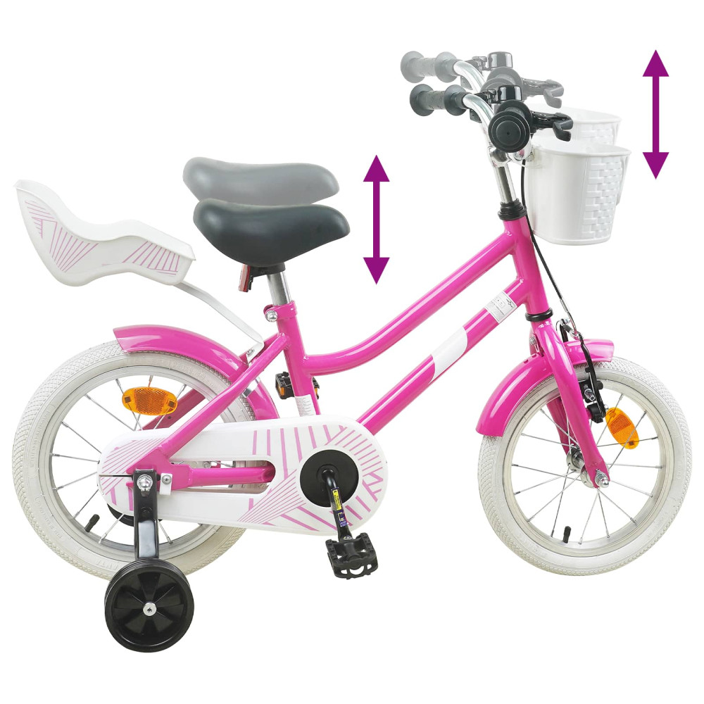 Produktbild för Barncykel 14 Tum från 3-5 år gammal Mörkrosa