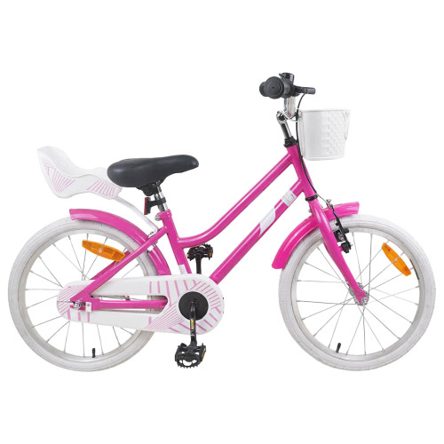 vidaXL Barncykel 18 Tum för 5-7 år gamla Mörkrosa