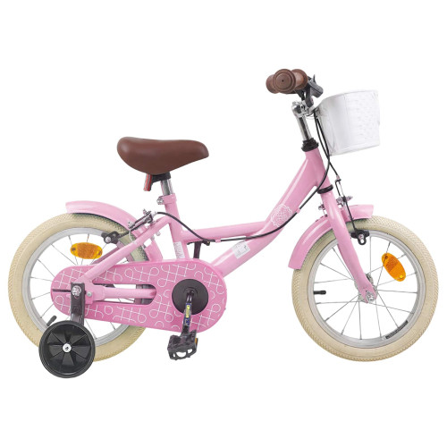vidaXL Barncykel 14 Tum från 3-5 år gammal Ljusrosa