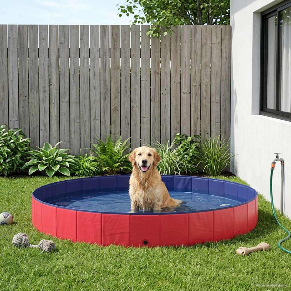 Produktbild för Hundpool Röd Ø300 x 38 cm Tjock PVC