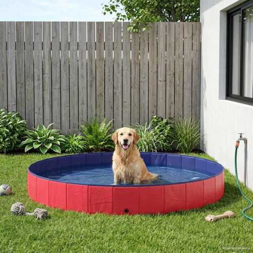vidaXL Hundpool Röd Ø300 x 38 cm Tjock PVC