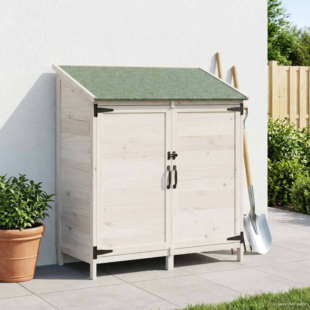 Produktbild för Trädgårdshus med tak Vit 106,5 x 56 x 113,5 cm Massivt Furu