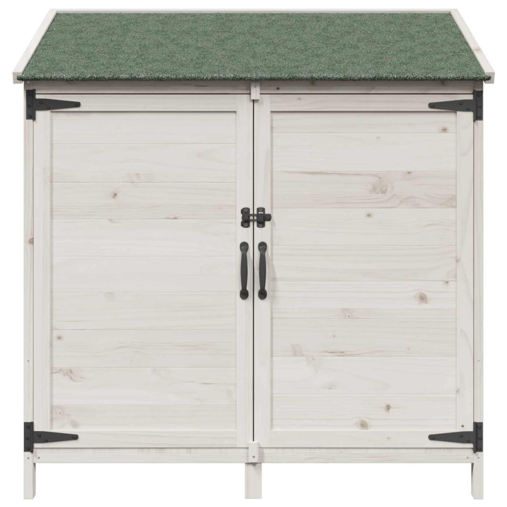 Produktbild för Trädgårdshus med tak Vit 106,5 x 56 x 113,5 cm Massivt Furu