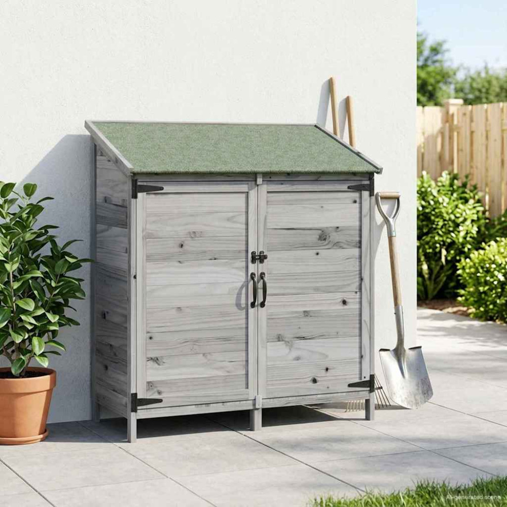 Produktbild för Trädgårdshus med tak Grå 106,5 x 56 x 113,5 cm Massivt Furu