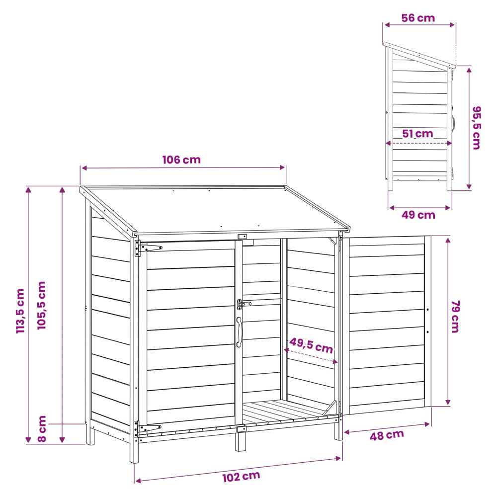 Produktbild för Trädgårdshus med tak Brun 106,5 x 56 x 113,5 cm Massivt Furu