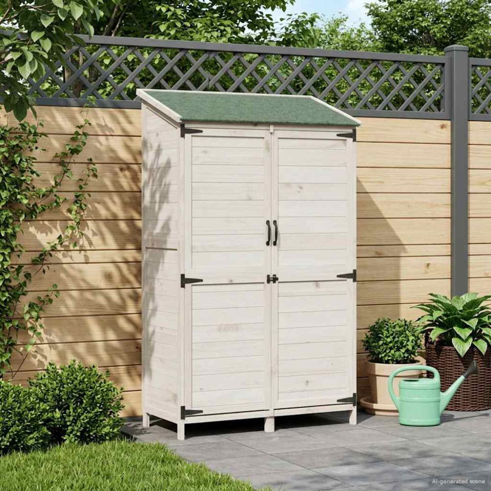 Produktbild för Trädgårdshus med tak Vit 106,5 x 56 x 176 cm Massivt Furu