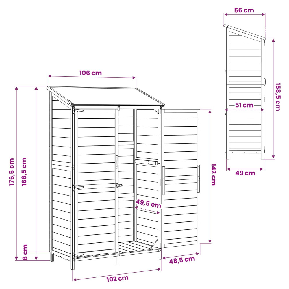 Produktbild för Trädgårdshus med tak Vit 106,5 x 56 x 176 cm Massivt Furu