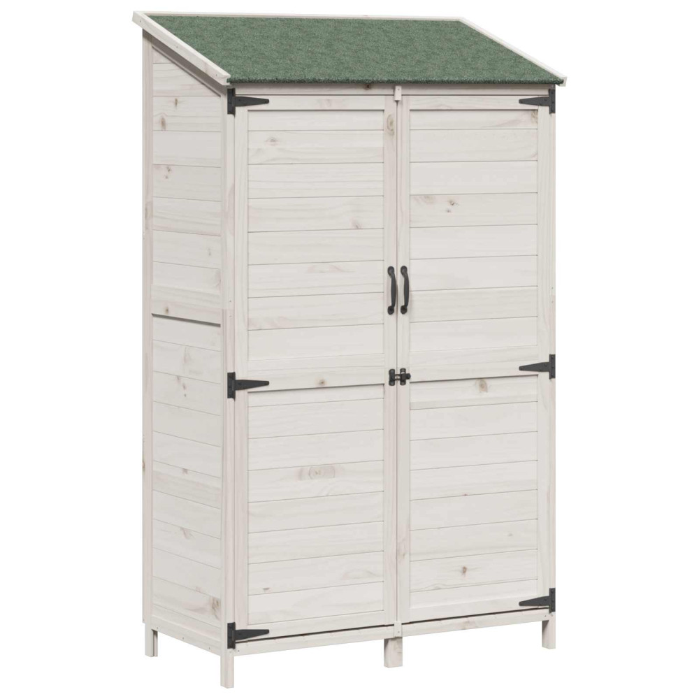 Produktbild för Trädgårdshus med tak Vit 106,5 x 56 x 176 cm Massivt Furu